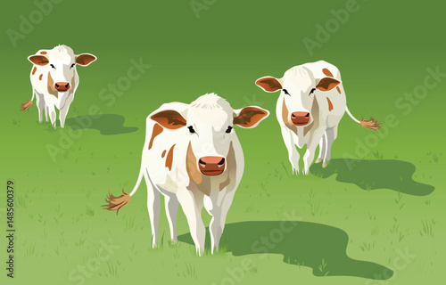 Three cows in a meadow. 