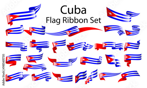 Cuba ribbon flag set