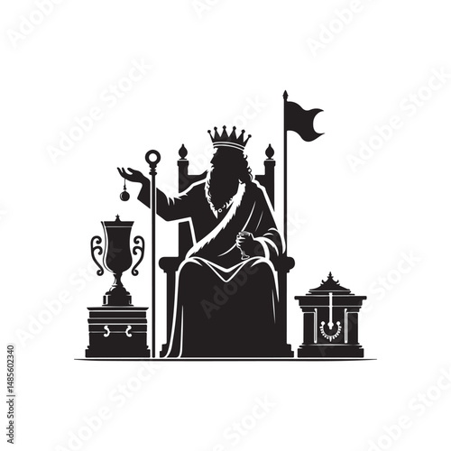Kings Birth Day Silhouette Vector Illustration, Solid White Background.