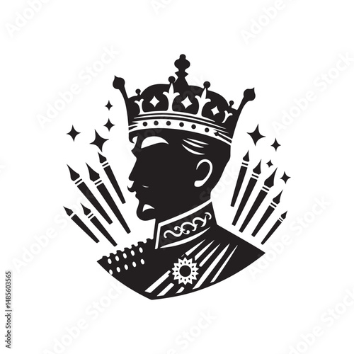 Kings Birth Day Silhouette Vector Illustration, Solid White Background.