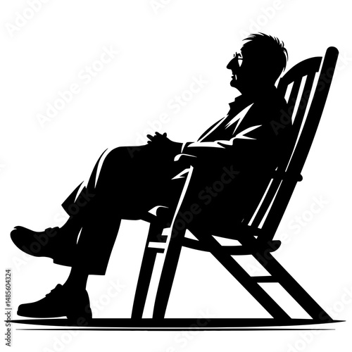 Man relaxing on deck chair
