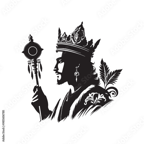 Kings Birth Day Silhouette Vector Illustration, Solid White Background.