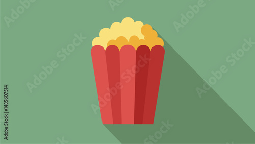 Flat Icon Design of Popcorn in Red Striped Container