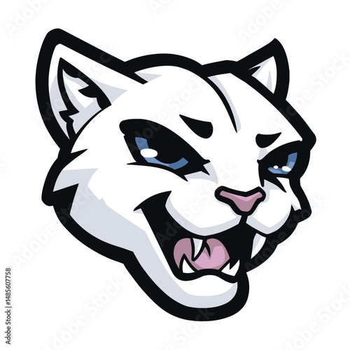 Angry Cat Mascot Head Logo in Cartoon Vector Style perfect for feisty character branding and animal-themed content icons
