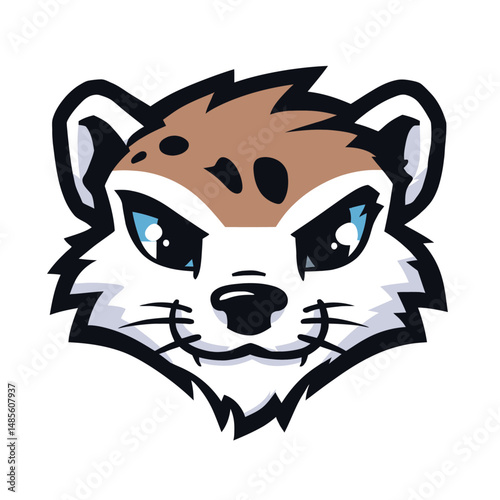 Ferret Mascot Head Logo with Playful Expressions in Cute Cartoon Vector Style ideal for pet brand logos and kids content avatars