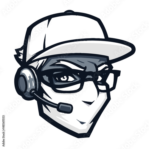 Four Unique Gamer Characters with Headsets and Face Masks