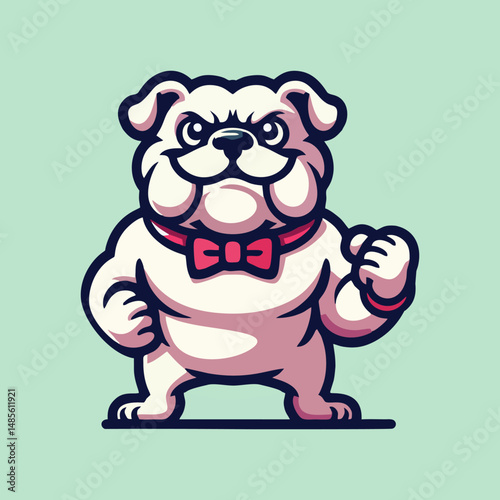 Modern cartoon Mascot Bulldog character strong aggressive dog illustration bold color professional branding concept for sports team logo esports mascot gaming identity business marketing and digital