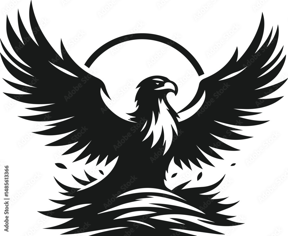 Fototapeta premium Silhouette of a black eagle vector drawing