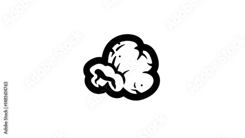 Hand-Drawn Popcorn Kernel, Black and White Illustration