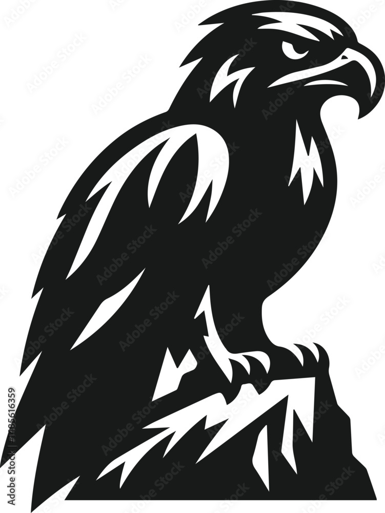 Fototapeta premium Silhouette of a black eagle vector drawing