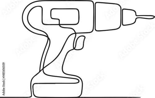 Drill Tool Vector Icon in Minimalist Line Art