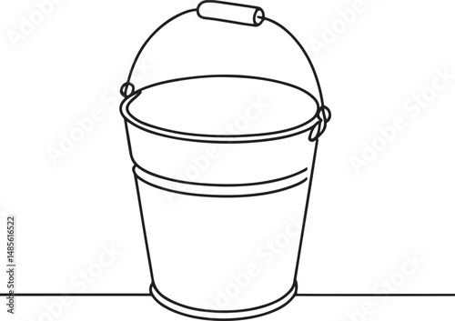 Bucket Icon in Clean and Simple Line Drawing