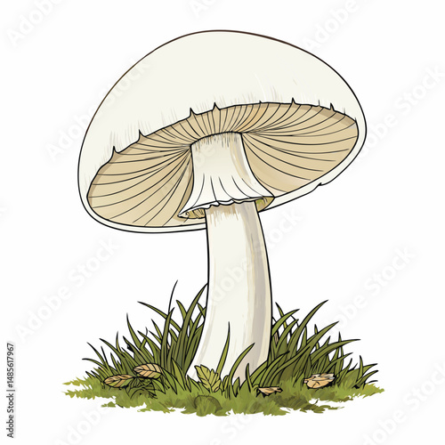Close-up photograph of a deadly Amanita virosa mushroom, showcasing its smooth white cap and delicate features.  High-resolution image emphasizing its lethal nature.