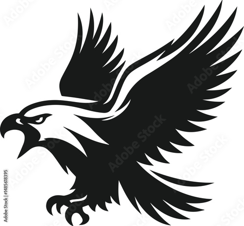 Silhouette of a black eagle vector drawing