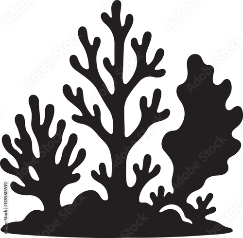 Vector Silhouette of Coral Reef in Modern Design