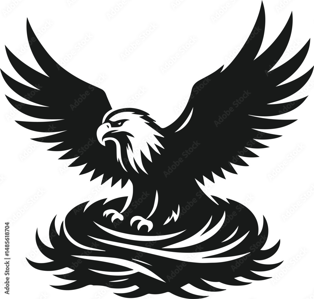 Fototapeta premium Silhouette of a black eagle vector drawing