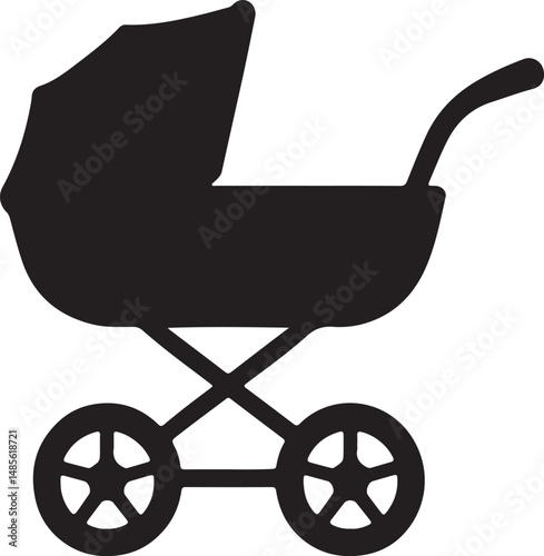 Baby Stroller Silhouette in Clean Vector Design