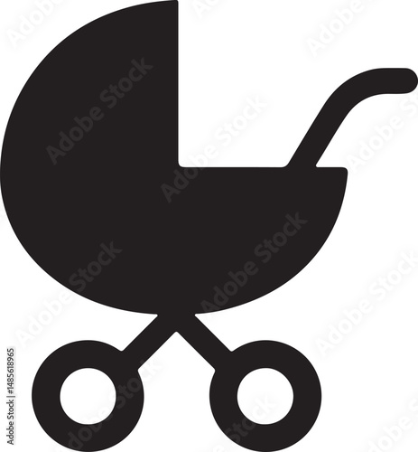 Modern Baby Stroller Silhouette Vector Illustration