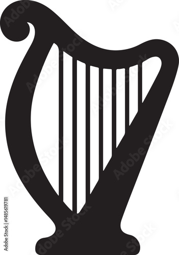 Elegant Harp Symbol Silhouette in Vector Style