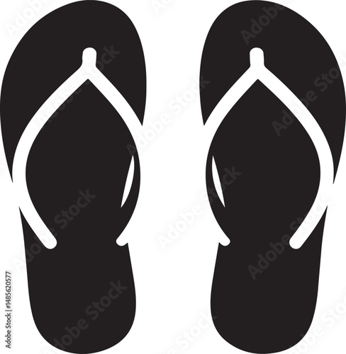 Casual Flip Flop Sandals Silhouette Vector Illustration