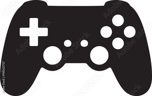 Minimalist Silhouette of a Game Controller in Vector