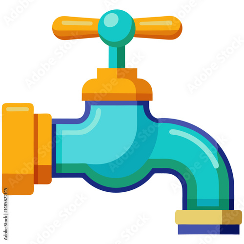 Colorful water faucet tap vector with handle
