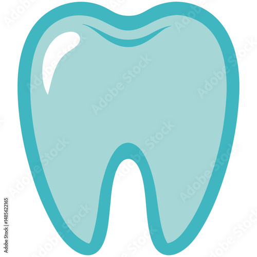 Glossy light-blue tooth vector with smooth curves, ideal for dental, oral hygiene, or healthcare-related designs and content