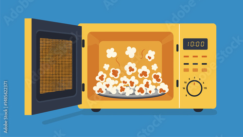 Yellow Microwave Popping Popcorn Illustration