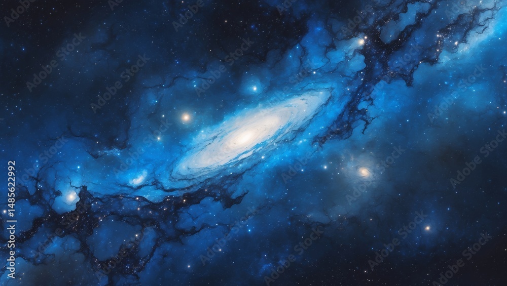 Fototapeta premium Abstract cosmos design showcasing a blue galaxy