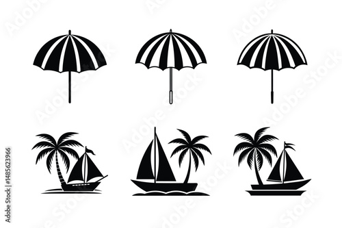 peaceful beach vector image with palm tree and sailboat