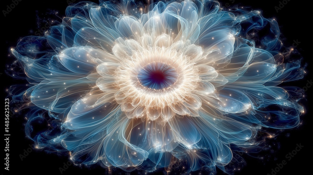 Fototapeta premium Abstract flower design with intricate lines and vibrant colors.