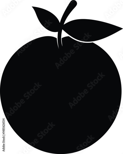 black orange fruit black silhouette on white background 