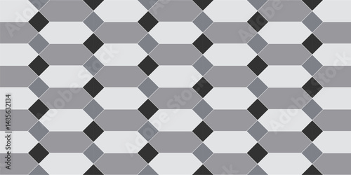 File Description: Seamless abstract geometric tile pattern with interlocking shapes and 3D visual effect. Ideal for backgrounds, textiles, wallpapers, or digital design.