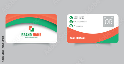 Modern Minimalist Business Card Template with Waves in Design. Professional modern business card template with a clean and minimalist design