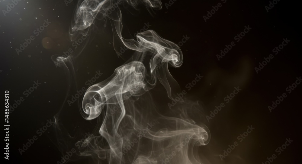 Fototapeta premium Wispy smoke rising symbolizing mystery and intricacy, with dark background