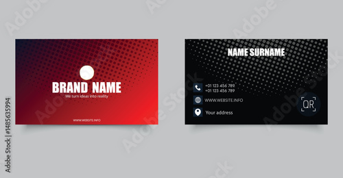 Modern Minimalist Business Card Template. Includes front and back sides with editable name, title, contact details, website.