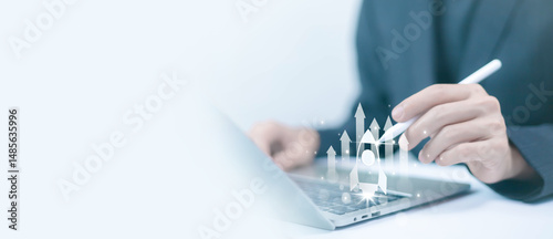 Fotografie Startup rocket, innovative ideas, business creativity, marketing, entrepreneurial investment
