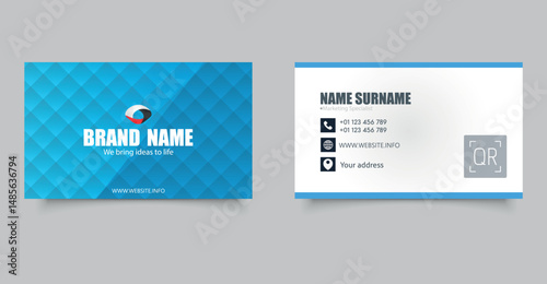 Modern Minimalist Business Card Template. Includes front and back sides with editable name, title, contact details, website.