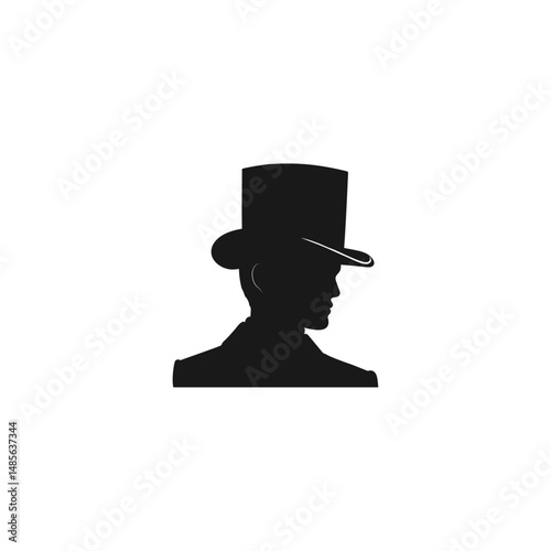 Gentleman with Top Hat icon logo flat vector design