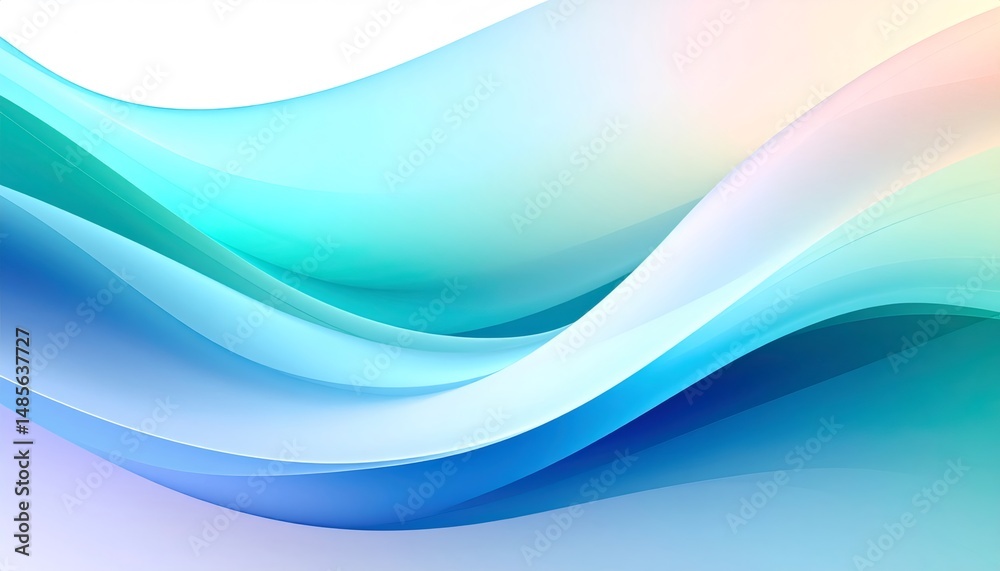 Fototapeta premium Abstract blue and green waves flowing smoothly
