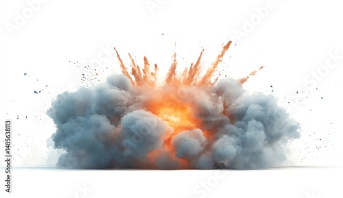 Explosive cloud of smoke and fire creating a dramatic scene.