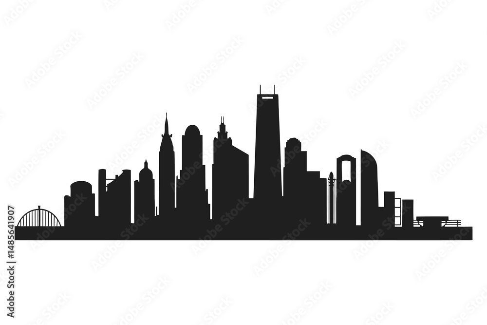 Fototapeta premium Chicago Skyline Silhouette: A bold graphic representation of the city's iconic architecture.