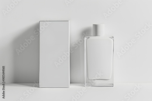 Elegant Clear Perfume Bottle with White Box Mockup
