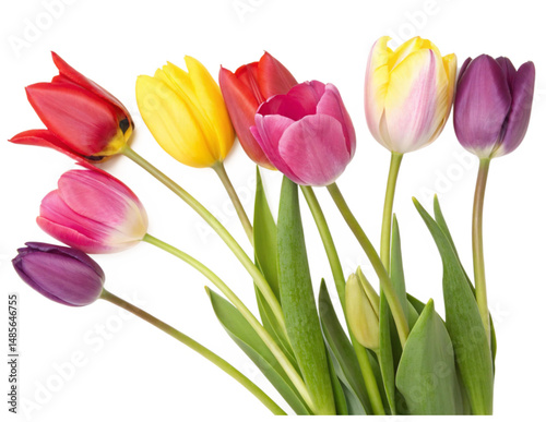 bouquet of tulips isolated on transparency or jpeg background