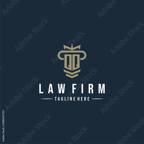 QQ initial monogram logo law firm with pillar design