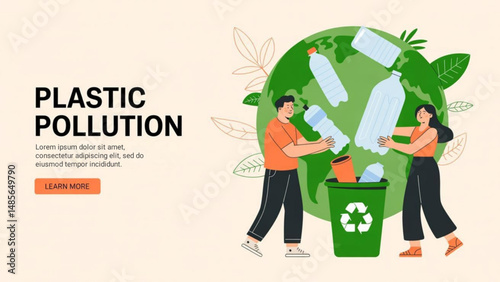 modern vector illustration addressing plastic pollution