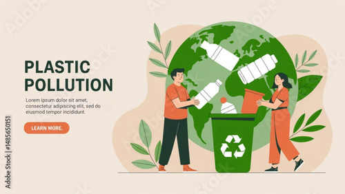 modern vector illustration addressing plastic pollution