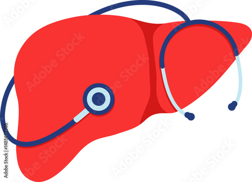 World hepatitis day illustration. Liver, hepar, globe ribbon for hepatitis disease awarness. Vector isolated.