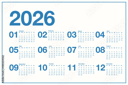 Calendar for 2026 starts on Sunday