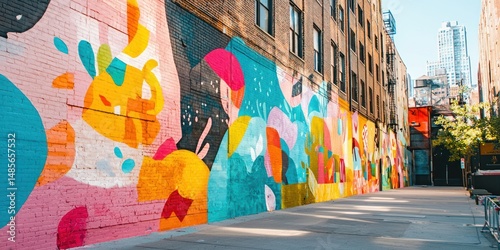 Painted mural on large urban wall